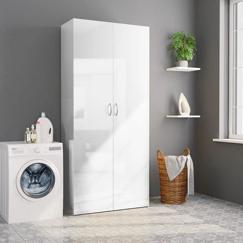 Swen Studio -  Storage Cabinet High Gloss White 80x35.5x180 cm Chipboard